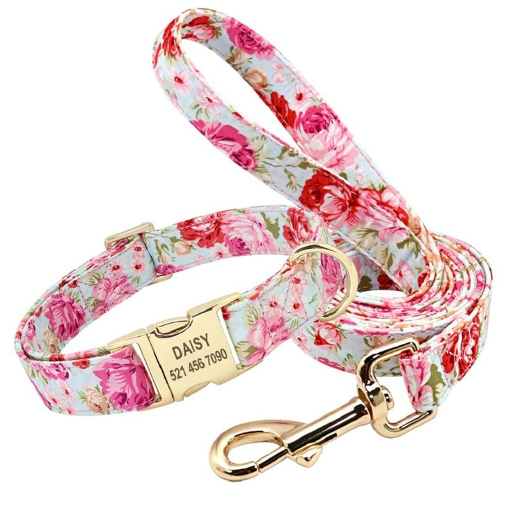 Lady Floral tagless collar for dogs personalized collar
