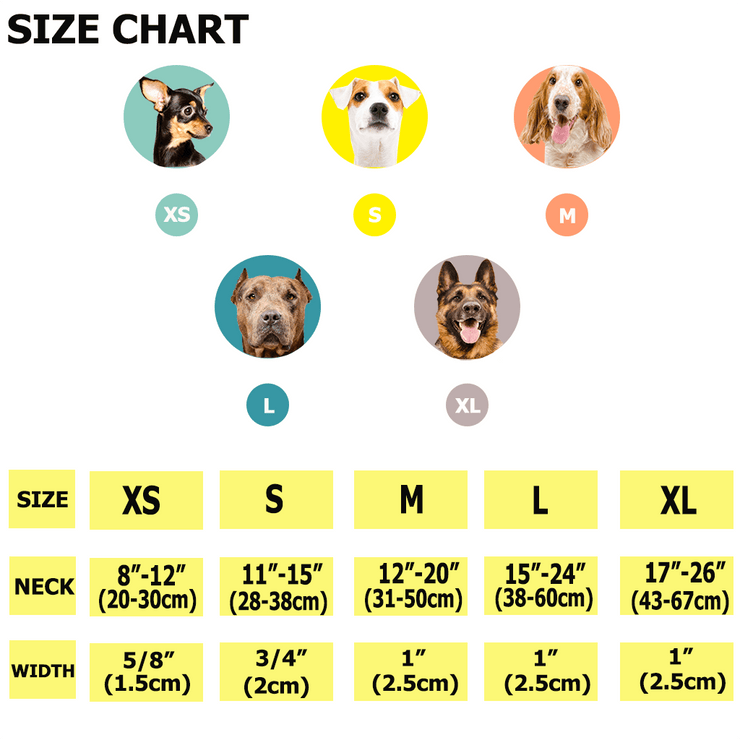 pawtyhood tagless collar size chart for bow tie collar