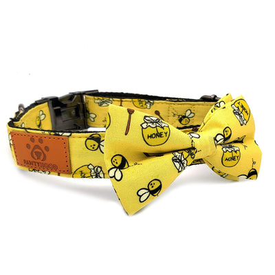 Honey bee yellow bow tie dog collar